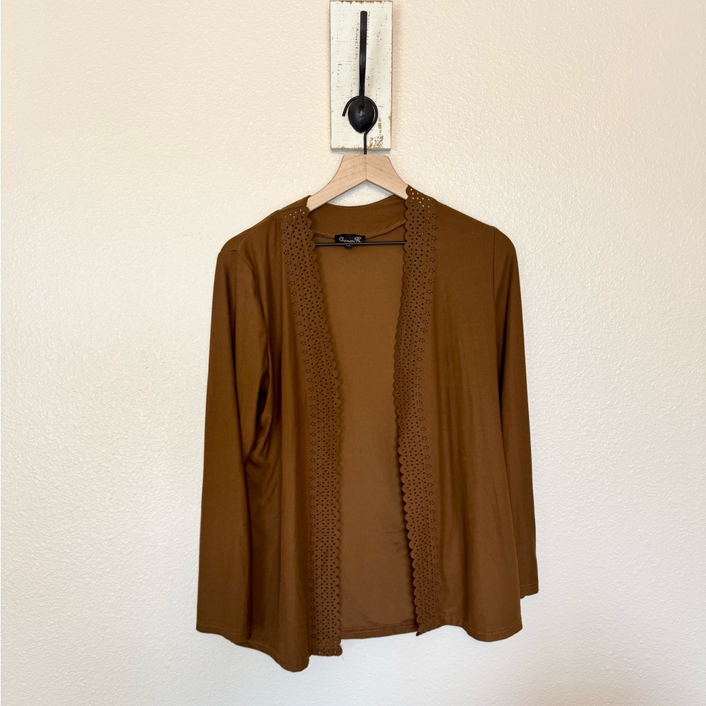 CHANCES R • Elegant Boutique Brown Suede Women's Cardigan Sweater